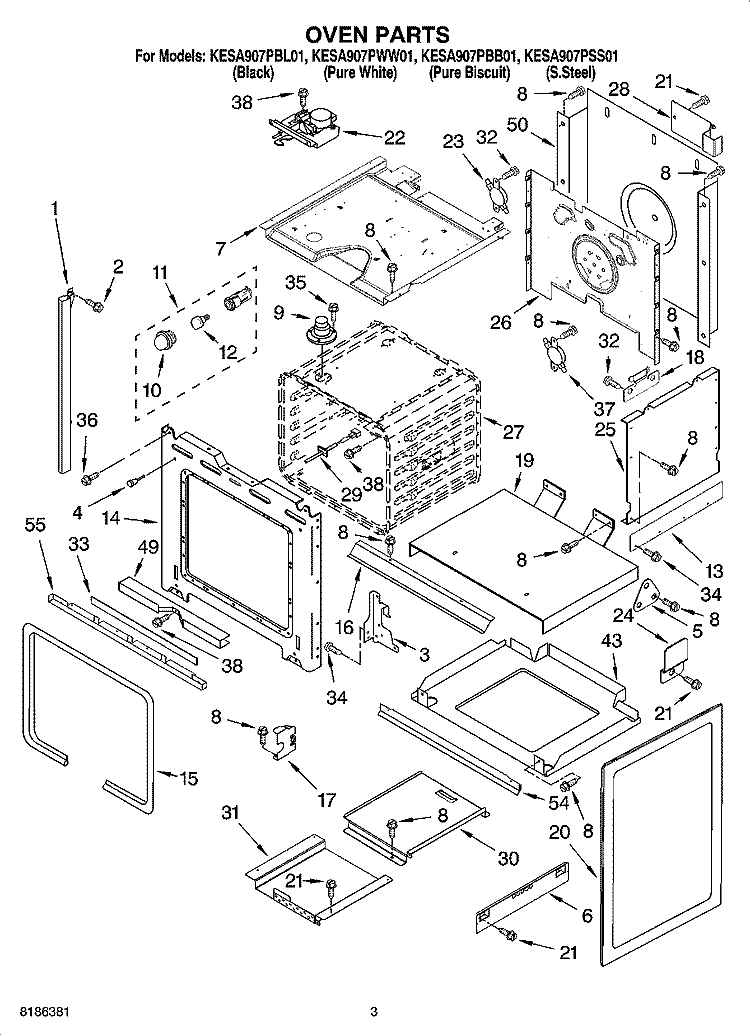 OVEN PARTS Diagram and Parts List for KESA907PBB01  KitchenAid Range