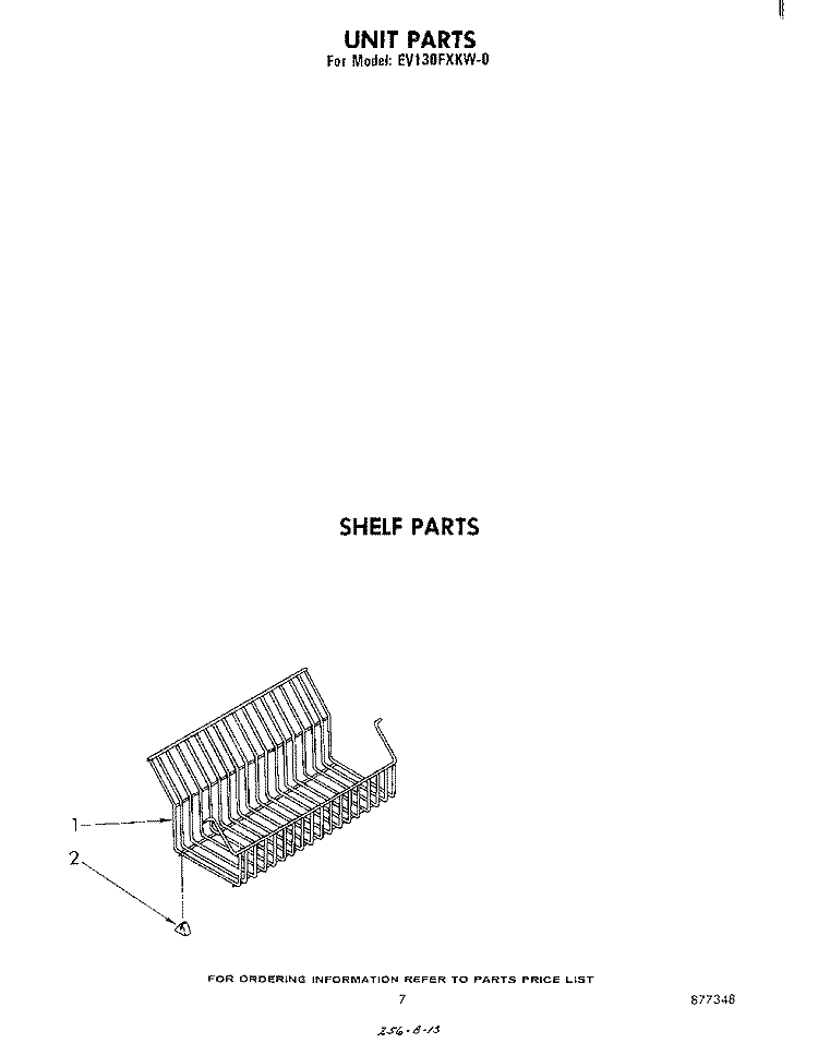 SHELF Diagram and Parts List for EV130FXKW0  Whirlpool Freezer