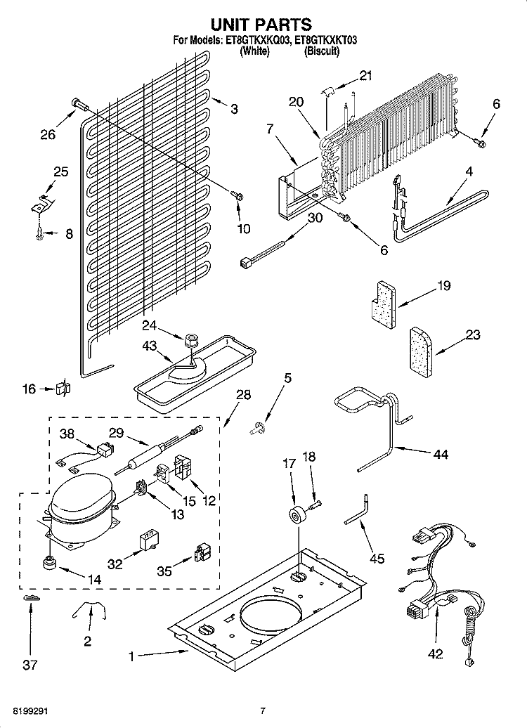 UNIT PARTS Diagram and Parts List for ET8GTKXKQ03  Whirlpool Refrigerator