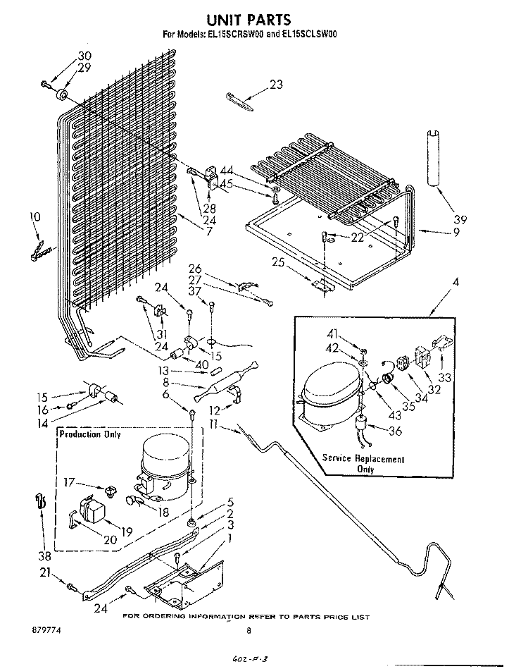 UNIT Diagram and Parts List for EL15SCLSW00  Whirlpool Refrigerator
