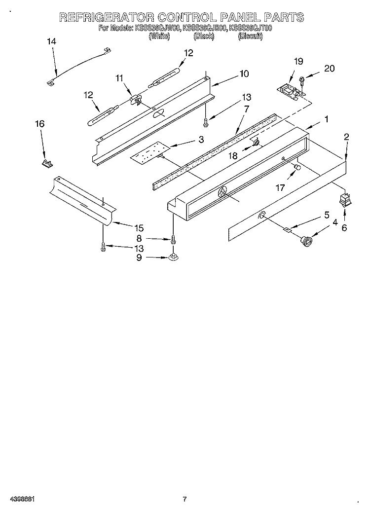 REFRIGERATOR CONTROL PANEL Diagram and Parts List for KSSS36QJT00  KitchenAid Refrigerator