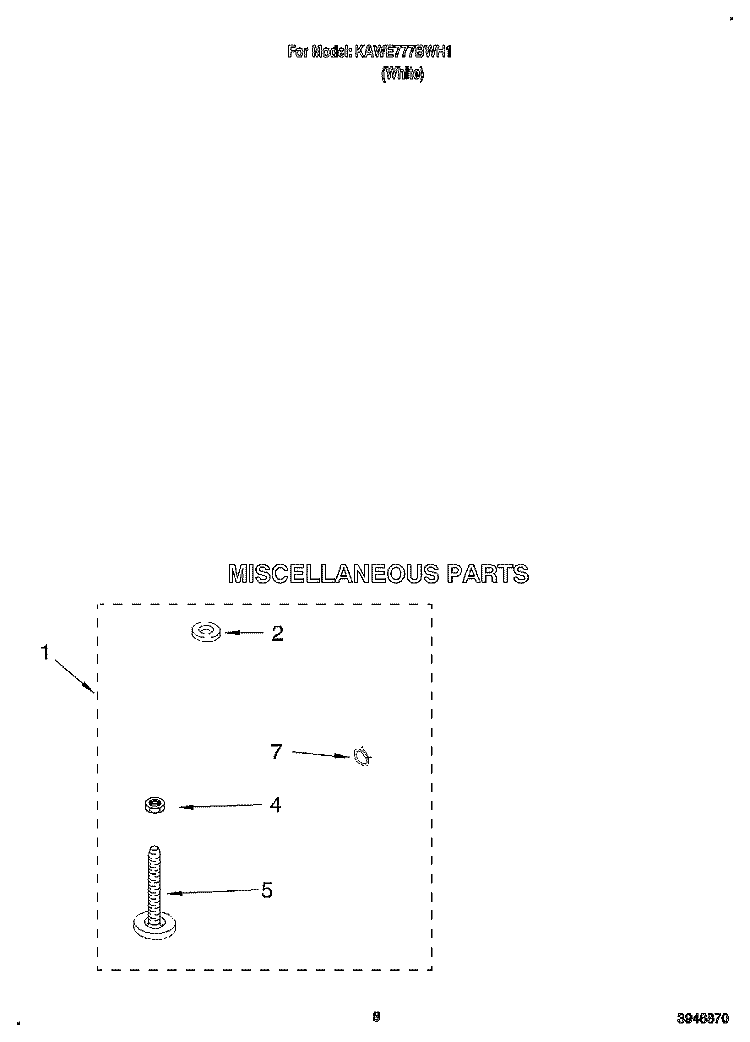 MISCELLANEOUS Diagram and Parts List for KAWE777BWH1  KitchenAid Washer