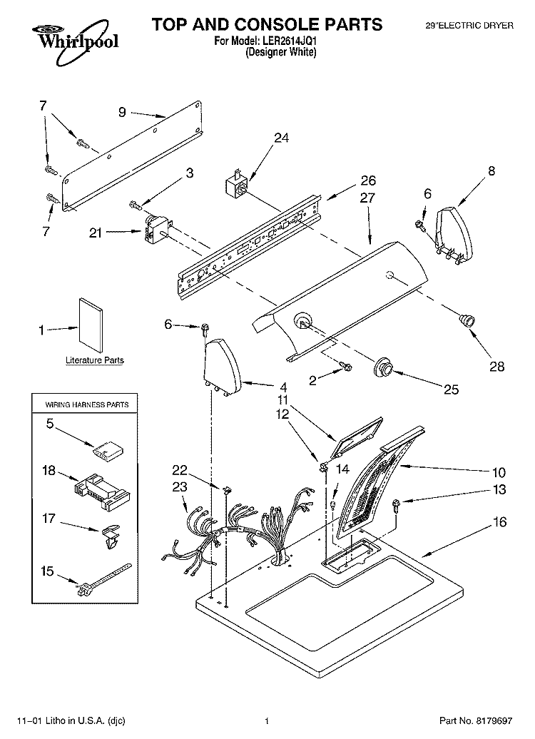 SECTION Diagram and Parts List for LER2614JQ1  Whirlpool Dryer