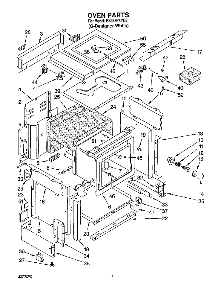 SECTION Diagram and Parts List for RS363PXYQ2  Whirlpool Range