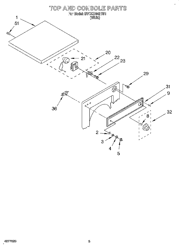 SECTION Diagram and Parts List for BYCCD3421W1  Whirlpool Dryer