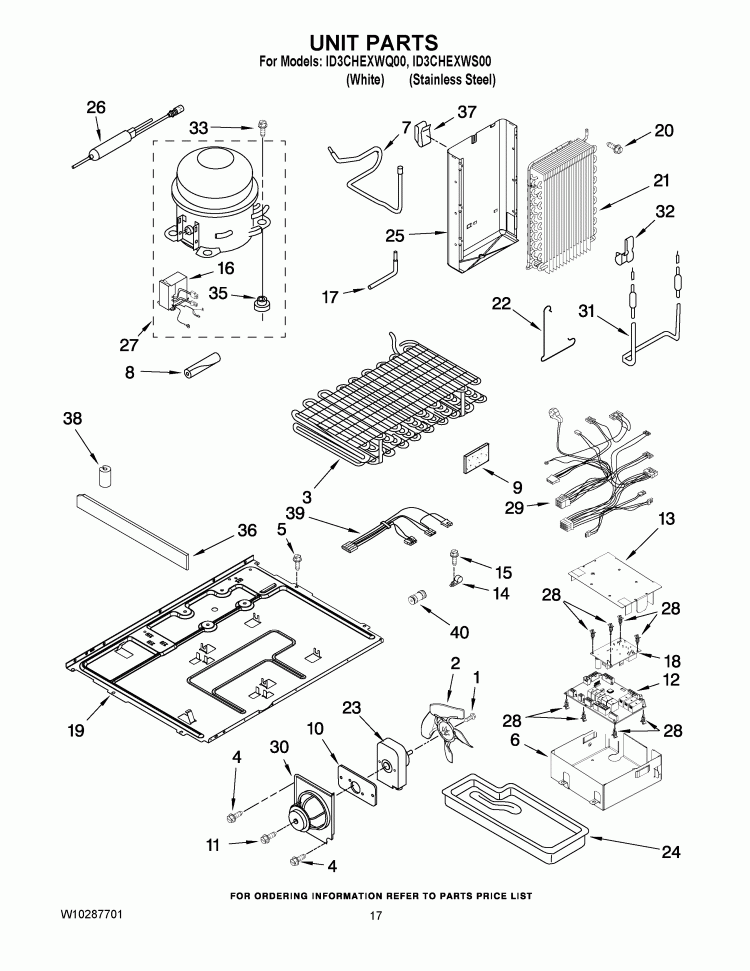 UNIT PARTS Diagram and Parts List for ID3CHEXWS00  Whirlpool Refrigerator