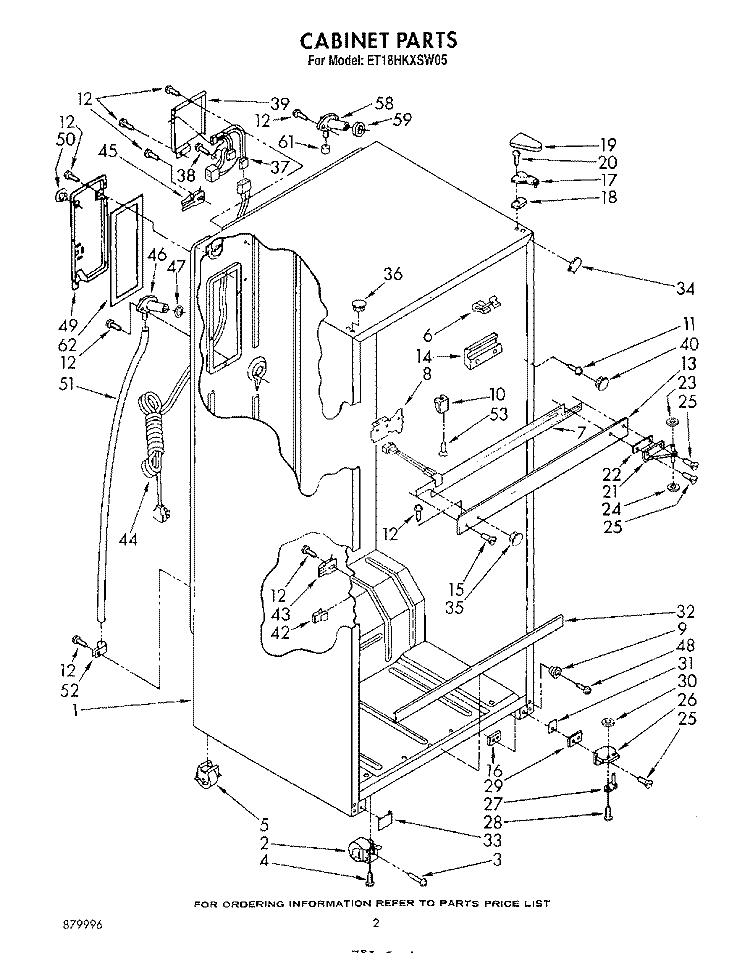 CABINET Diagram and Parts List for ET18HKXSW05  Whirlpool Refrigerator