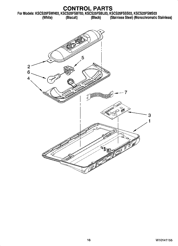 CONTROL PARTS Diagram and Parts List for KSCS25FSBL03  KitchenAid Refrigerator