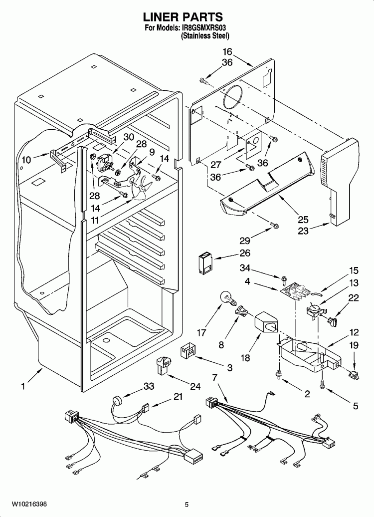 LINER PARTS Diagram and Parts List for IR8GSMXRS03  Whirlpool Refrigerator