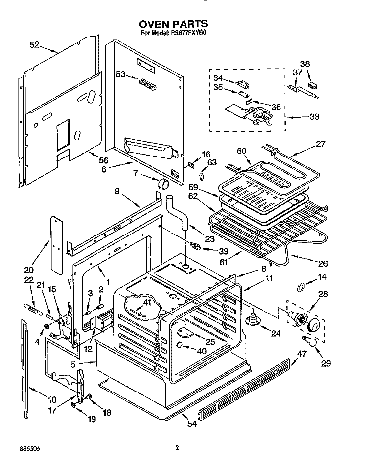 OVEN Diagram and Parts List for RS677PXYQ0  Whirlpool Range