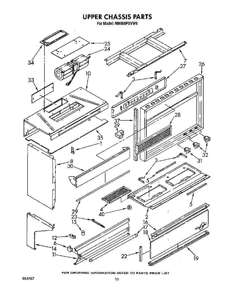 UPPER CHASSIS Diagram and Parts List for RM988PXVW6  Whirlpool Microwave Oven Combo