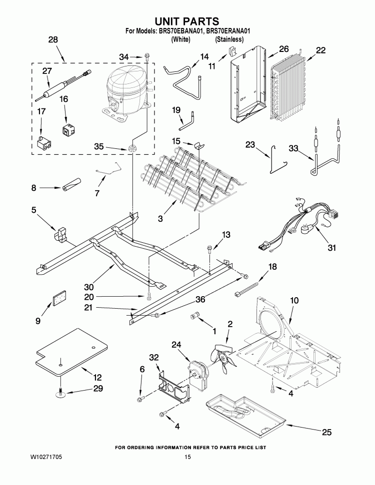 UNIT PARTS Diagram and Parts List for BRS70EBANA01  Whirlpool Refrigerator