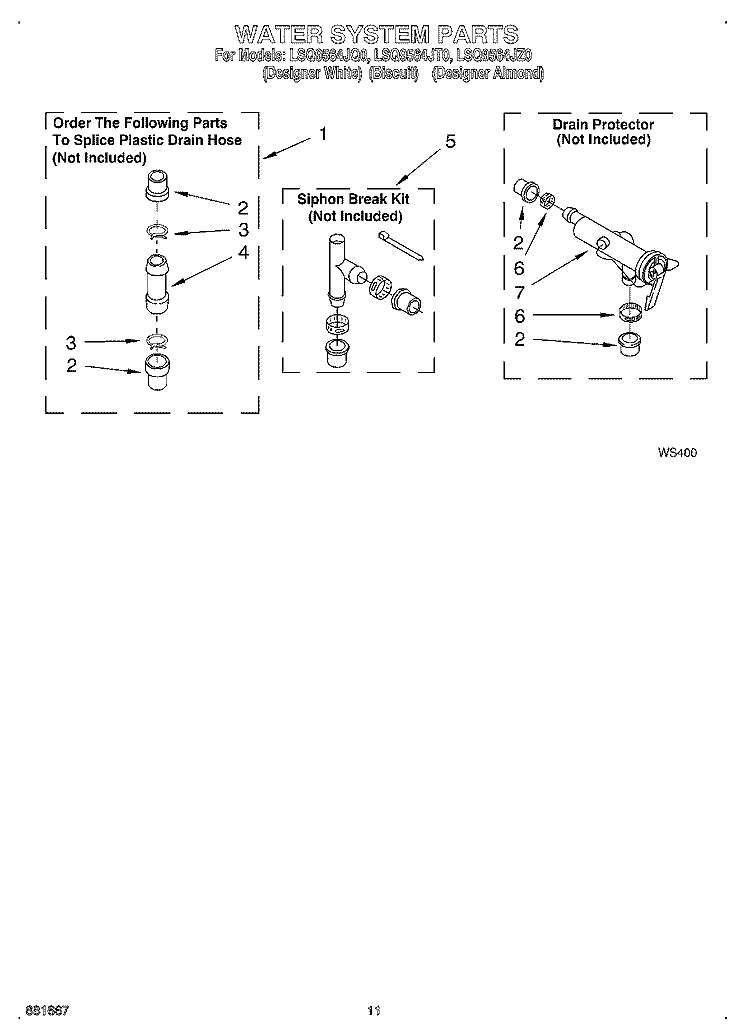 WATER SYSTEM Diagram and Parts List for LSQ9564JQ0  Whirlpool Washer