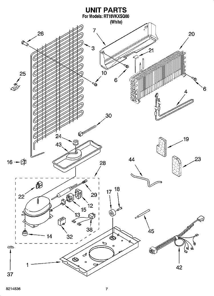 UNIT PARTS Diagram and Parts List for RT18VKXSQ00  Roper Refrigerator