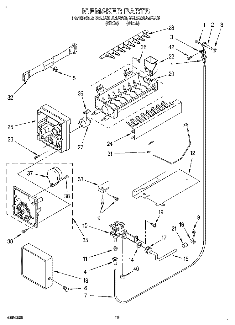 ICEMAKER, LIT/OPTIONAL Diagram and Parts List for 3VED29DQDW00  Whirlpool Refrigerator