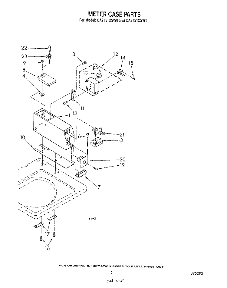 METER CASE Diagram and Parts List for CA2751XSW0  Whirlpool Washer