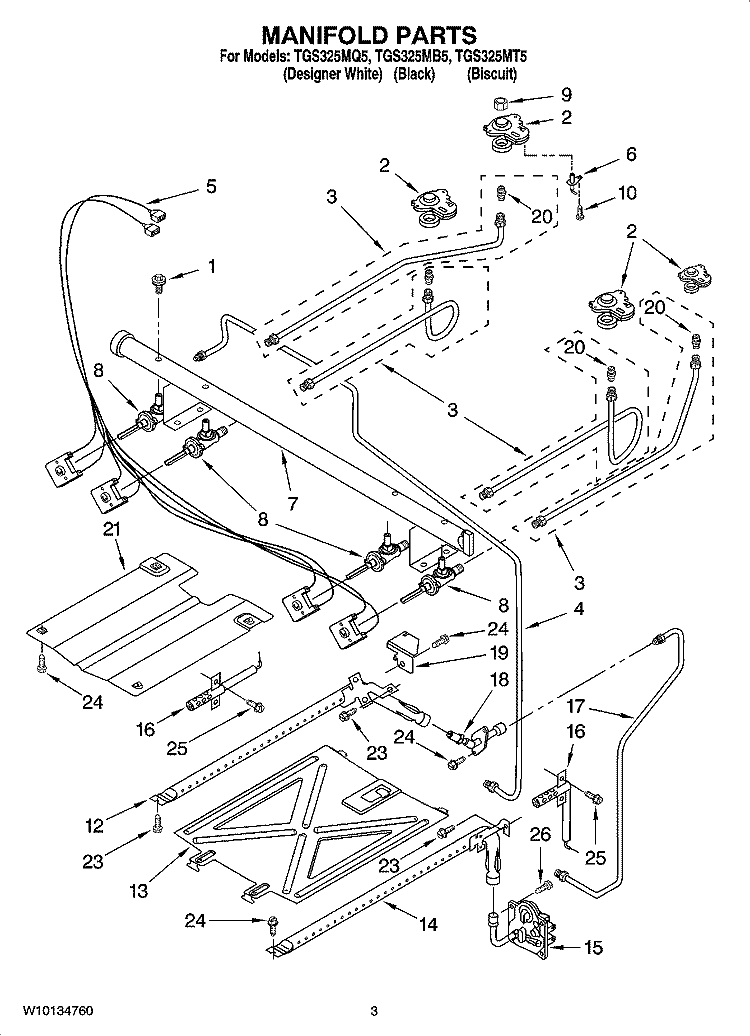 MANIFOLD PARTS Diagram and Parts List for TGS325MT5  Estate Range