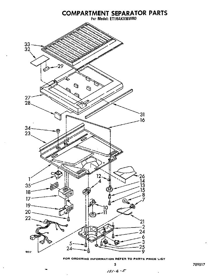 COMPARTMENT SEPARATOR Diagram and Parts List for ET16AKXMWR0  Whirlpool Refrigerator