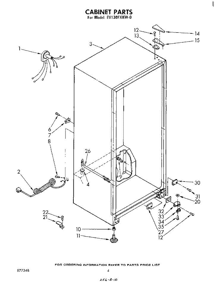 CABINET Diagram and Parts List for EV130FXKW0  Whirlpool Freezer