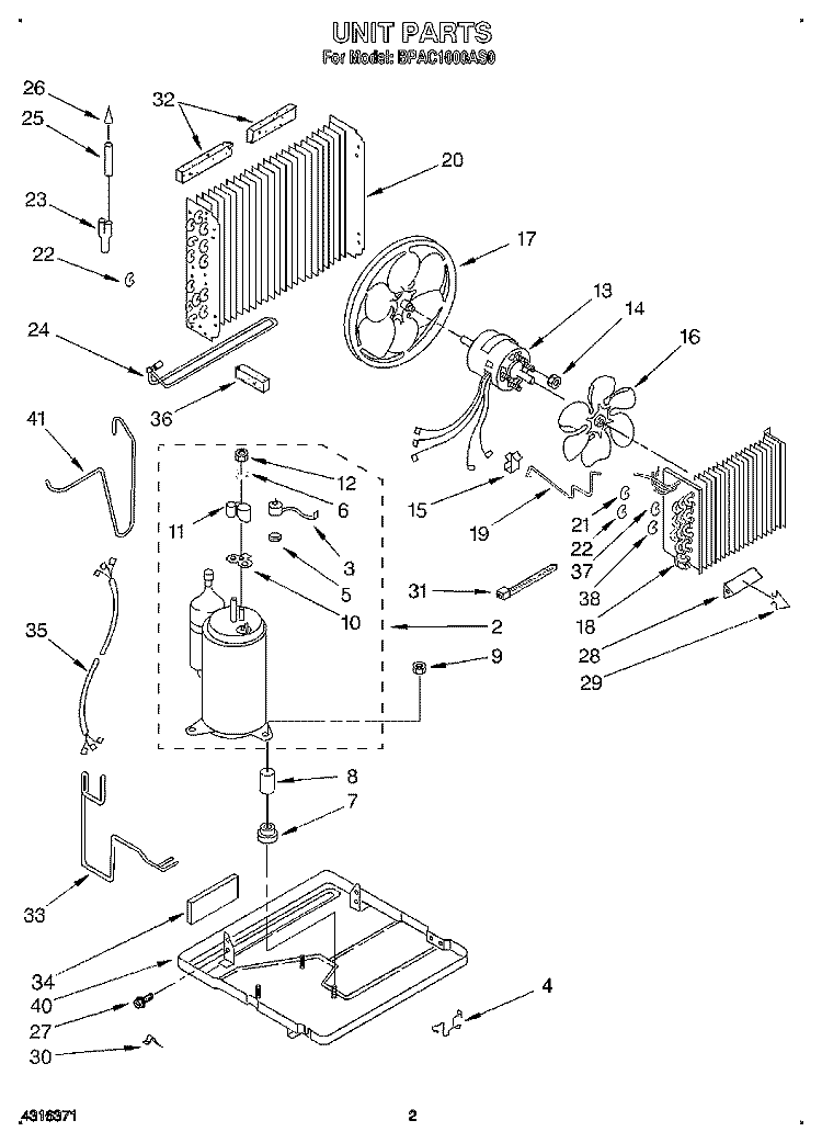 UNIT, LITERATURE Diagram and Parts List for BPAC1000AS0  KitchenAid Air Conditioner