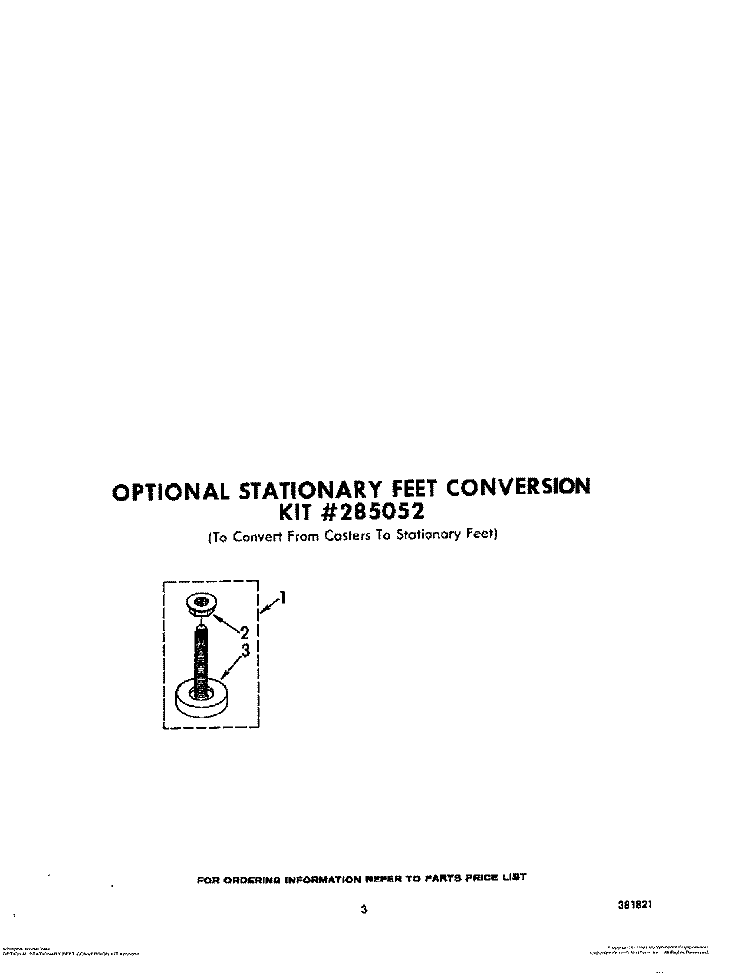 OPTIONAL STATIONARY FEET CONVERSION Diagram and Parts List for LC4600XKW0  Whirlpool Washer