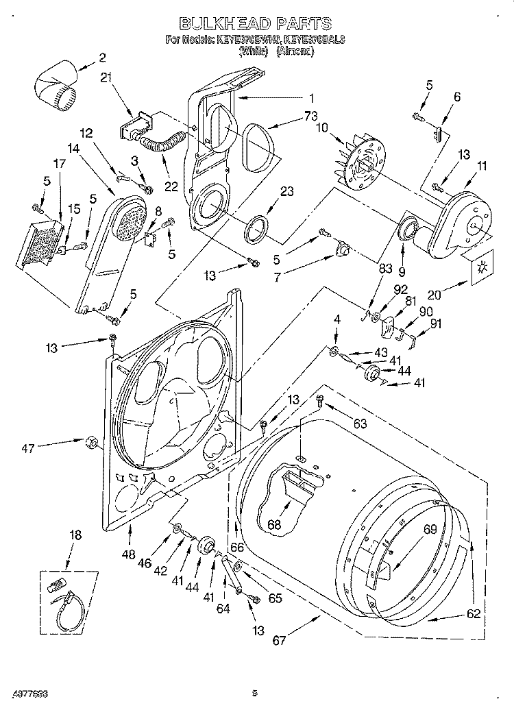 SECTION Diagram and Parts List for KEYE670BWH3  KitchenAid Dryer