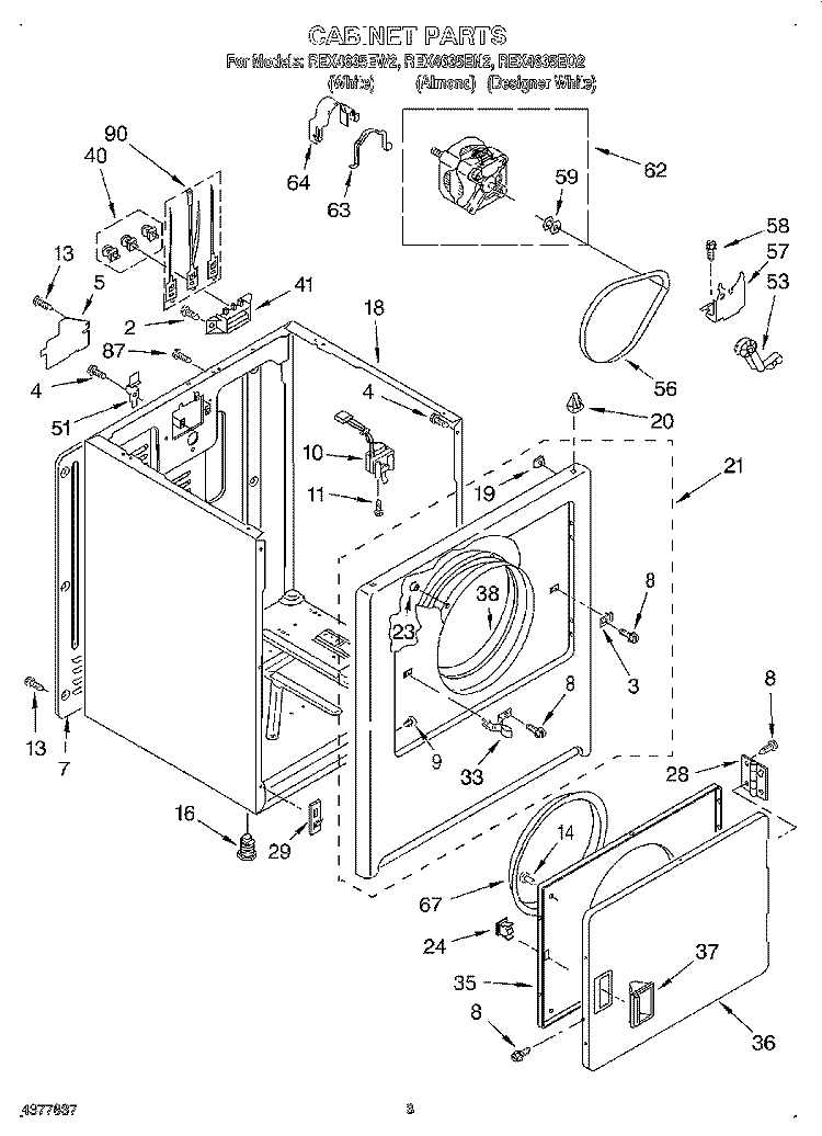 SECTION Diagram and Parts List for REX4635EQ2  Roper Dryer