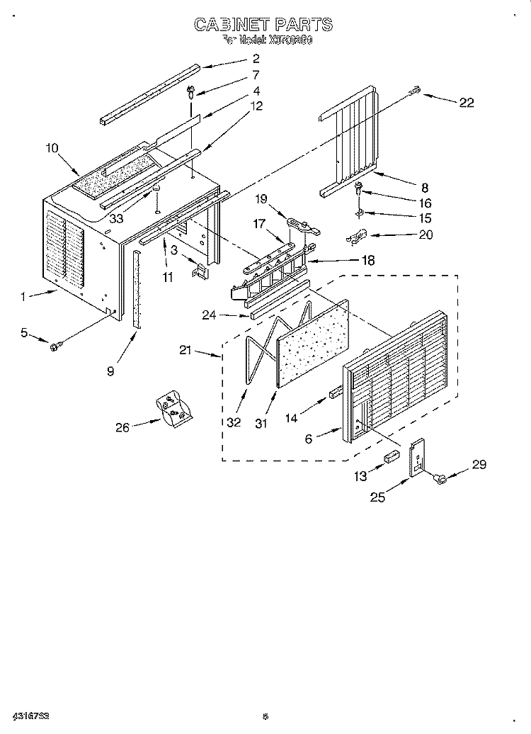 CABINET Diagram and Parts List for X07002G0  Roper Air Conditioner