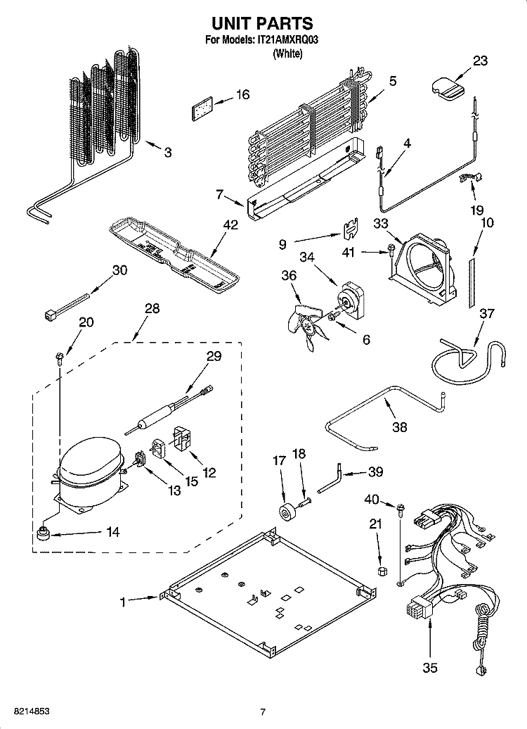 UNIT PARTS Diagram and Parts List for IT21AMXRQ03  Inglis Refrigerator