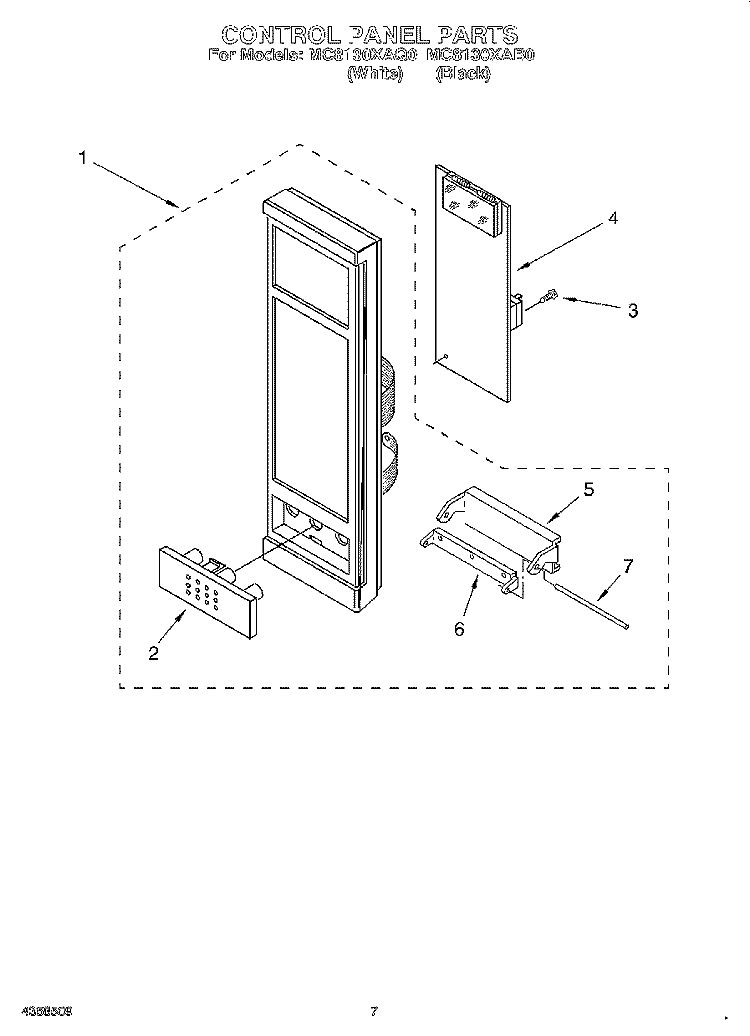 CONTROL PANEL Diagram and Parts List for MC8130XAB0  Whirlpool Wall Oven