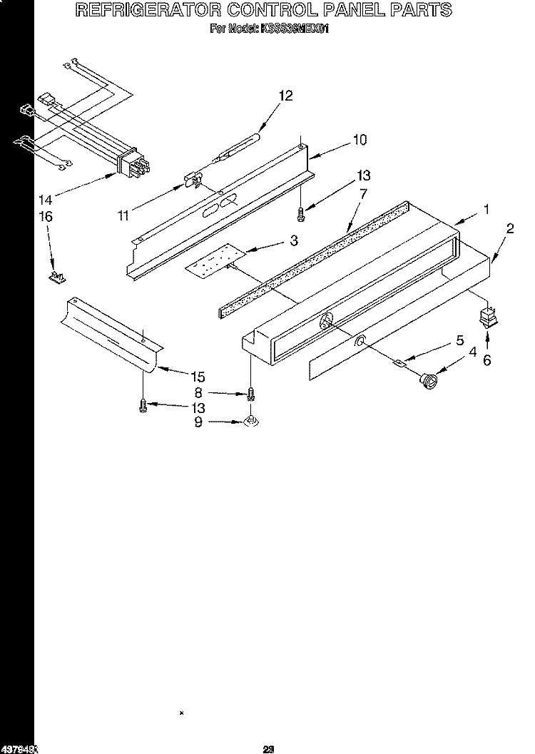 REFRIGERATOR CONTROL PANEL Diagram and Parts List for KSSS36MBX01  KitchenAid Refrigerator