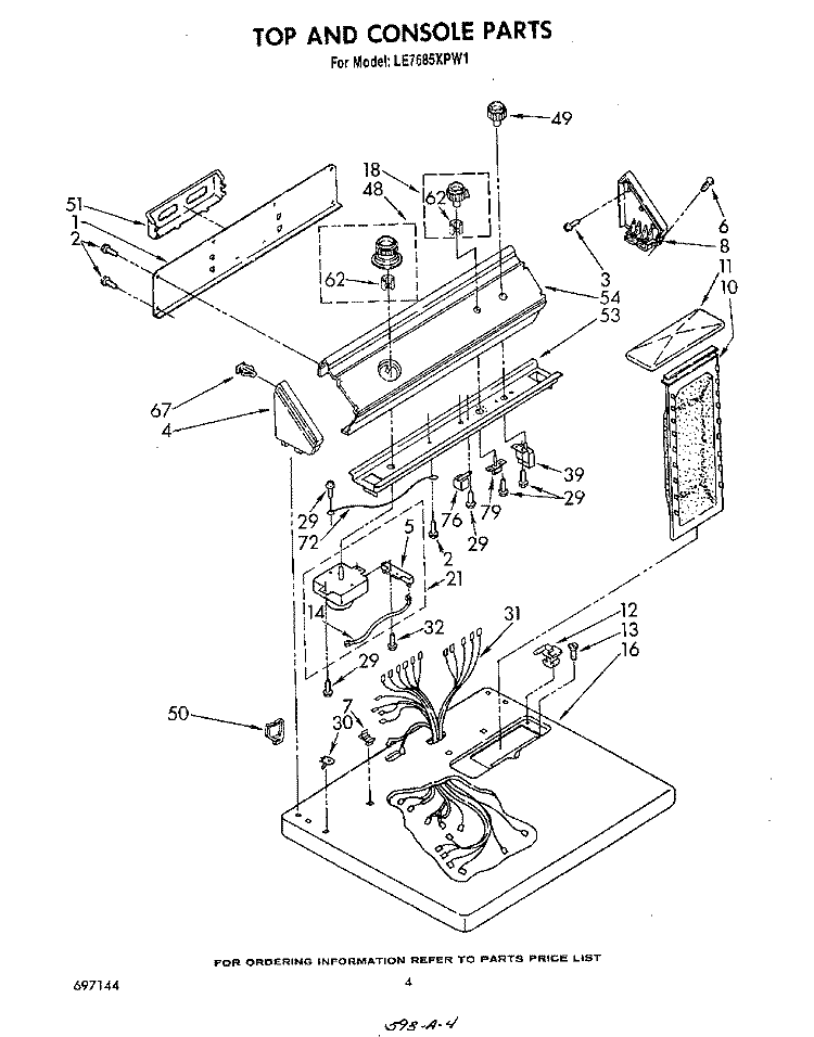 SECTION Diagram and Parts List for LE7685XPW1  Whirlpool Dryer