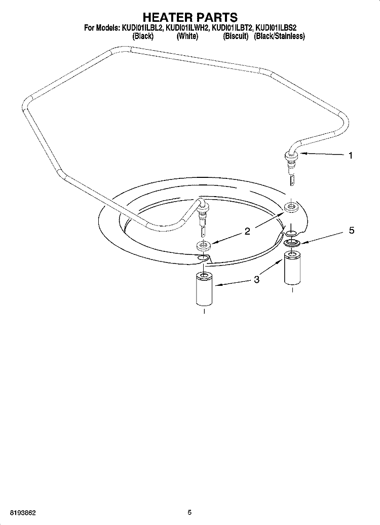 HEATER PARTS Diagram and Parts List for KUDI01ILWH2  KitchenAid Dishwasher