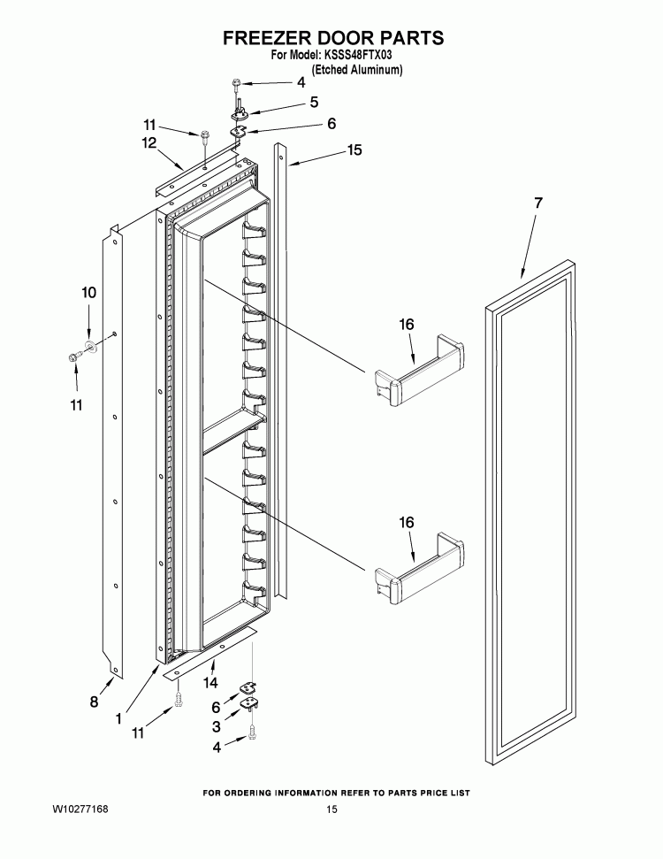 FREEZER DOOR PARTS Diagram and Parts List for KSSS48FTX03  KitchenAid Refrigerator