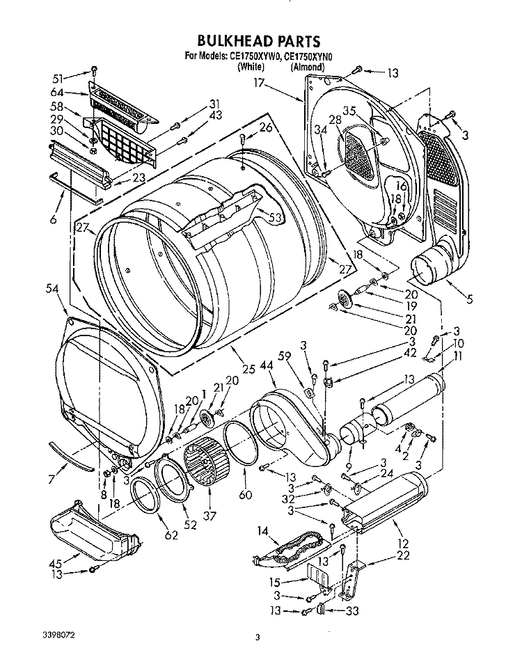 SECTION Diagram and Parts List for CE1750XYN0  Whirlpool Dryer