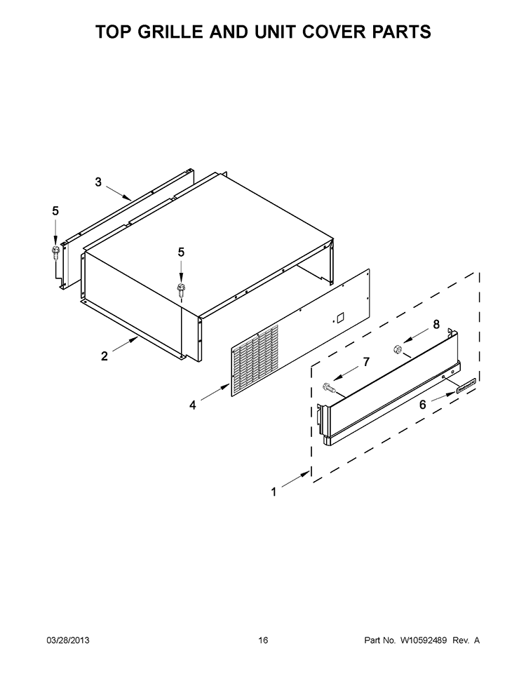 TOP GRILLE AND UNIT COVER PARTS Diagram and Parts List for KBRC36FTS07  KitchenAid Refrigerator