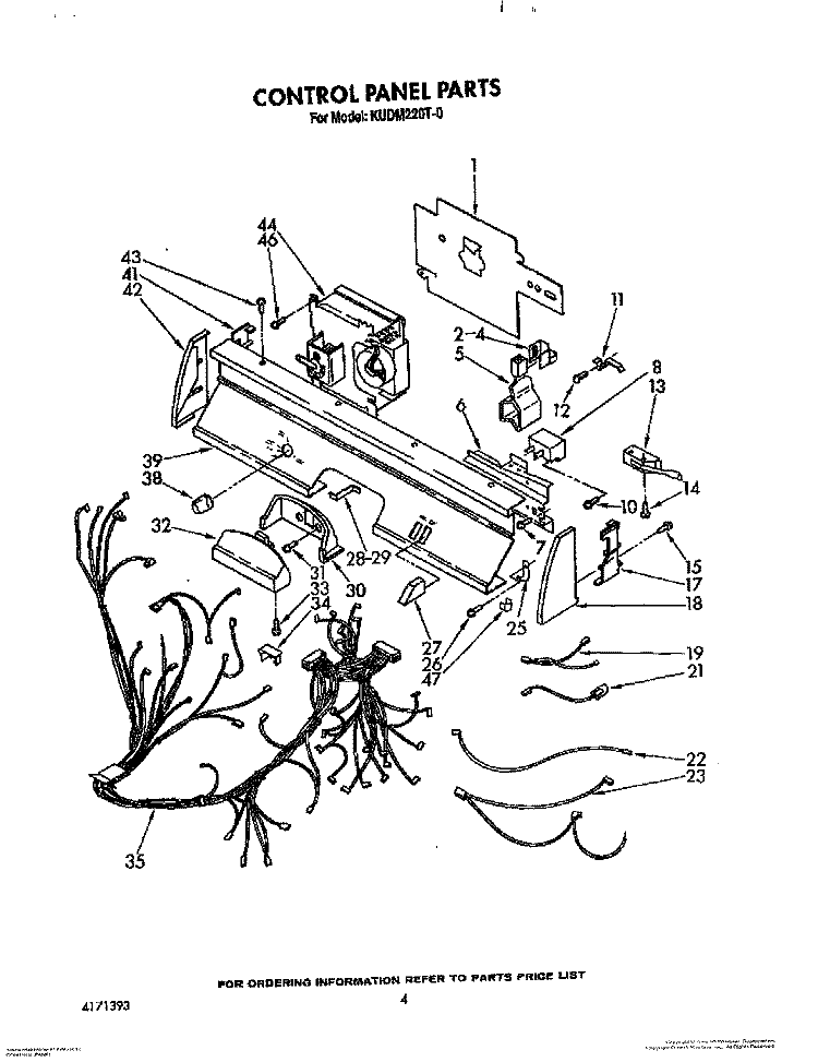 CONTROL PANEL, LIT/OPTIONAL Diagram and Parts List for KUDM220T0  KitchenAid Dishwasher