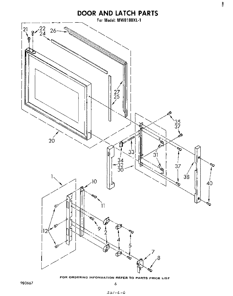 DOOR AND LATCH Diagram and Parts List for MW8100XL1  Whirlpool Microwave