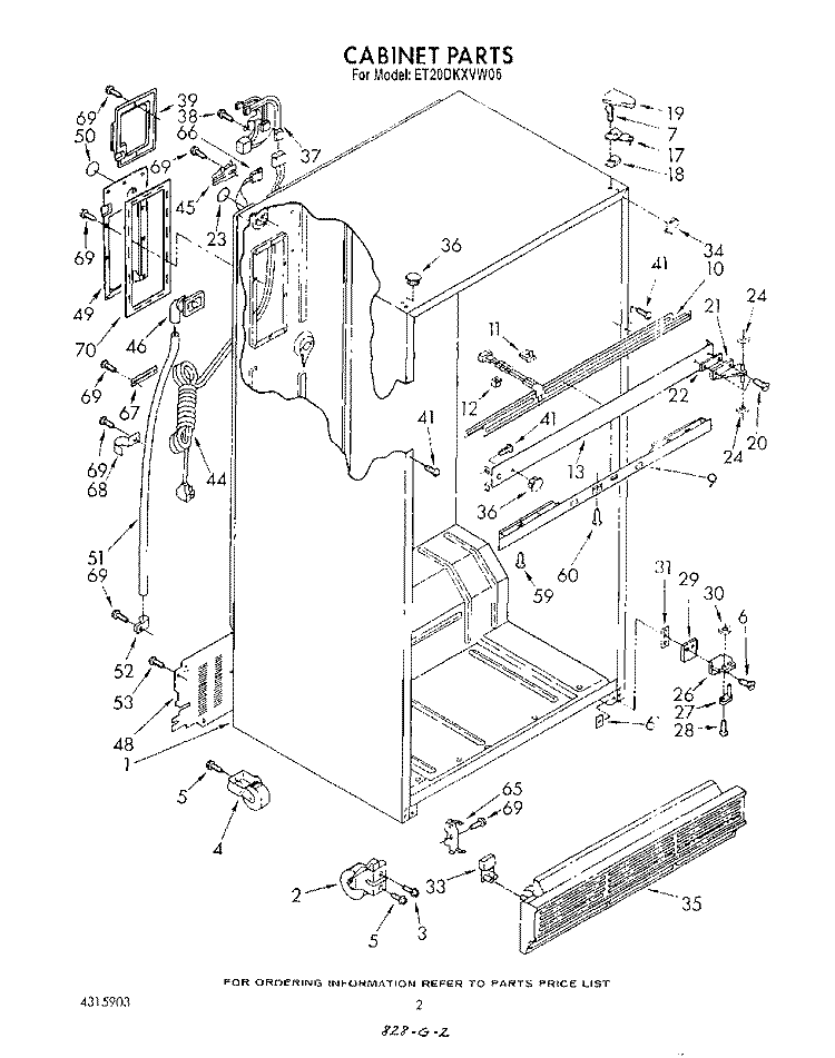 CABINET Diagram and Parts List for ET20DKXVW06  Whirlpool Refrigerator