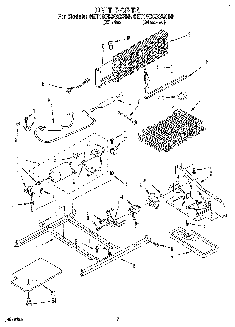 UNIT Diagram and Parts List for 6ET18DKXAN00  Whirlpool Refrigerator