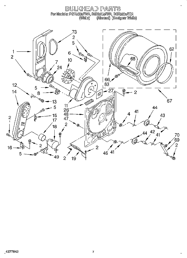 BULKHEAD Diagram and Parts List for RGX5635EW2  Roper Dryer