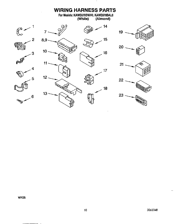 WIRING HARNESS Diagram and Parts List for KAWE670BWH0  KitchenAid Washer