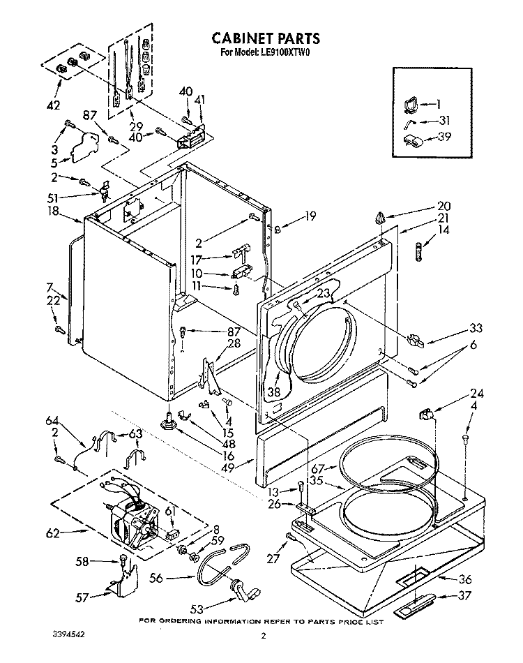 SECTION Diagram and Parts List for LE9100XTN0  Whirlpool Dryer