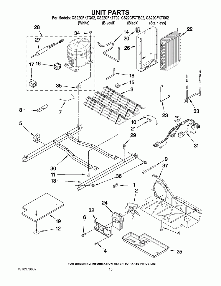 UNIT PARTS Diagram and Parts List for CS22CFXTS02  Crosley Refrigerator