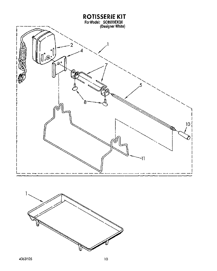 ROTISSERIE KIT Diagram and Parts List for SC8900EXQ0  Whirlpool Cooktop