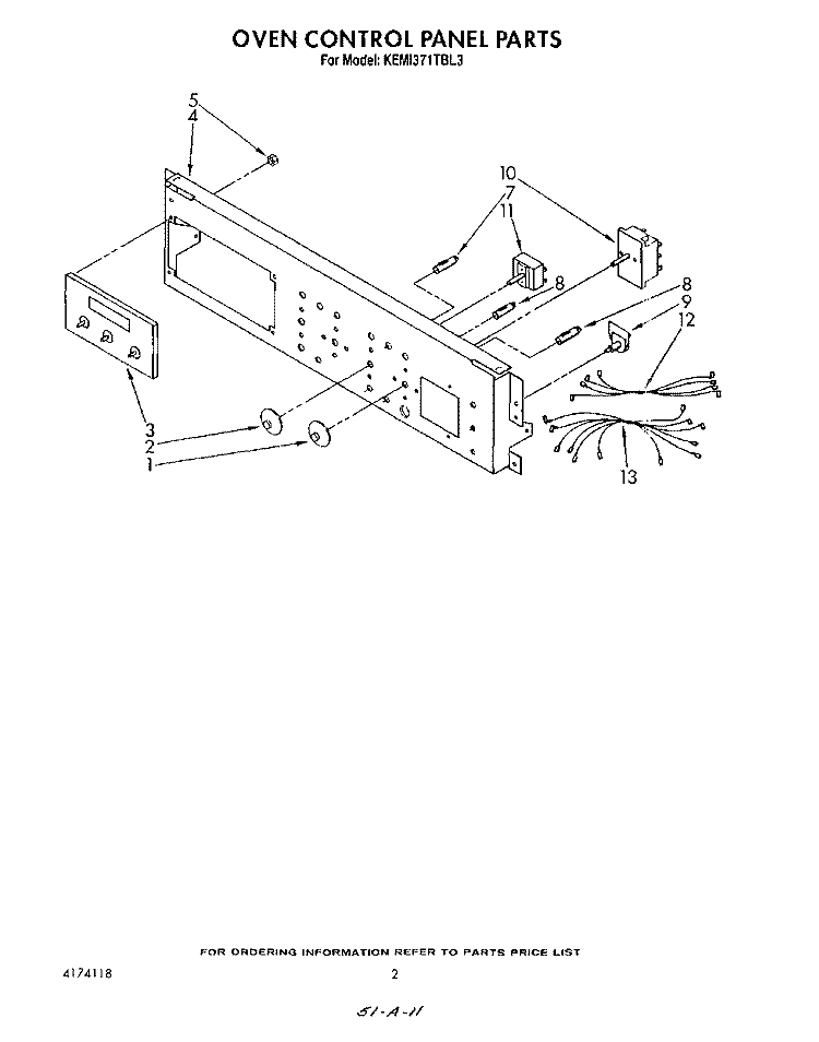 OVEN CONTROL PANEL , LIT/OPTIONAL Diagram and Parts List for KEMI371TBL3  KitchenAid Microwave Oven Combo