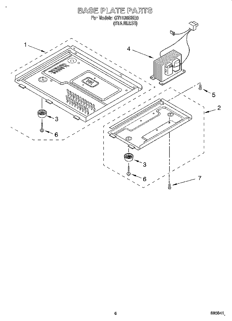 BASE PLATE Diagram and Parts List for GT1196SHS0  Whirlpool Microwave