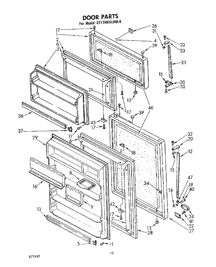DOOR, LIT/OPTIONAL Diagram and Parts List for ET17HKXLWR0  Whirlpool Refrigerator