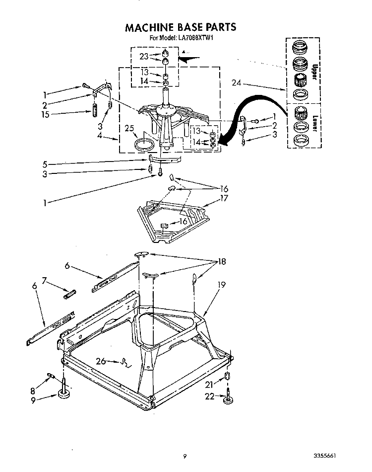 MACHINE BASE Diagram and Parts List for LA7088XTF1  Whirlpool Washer