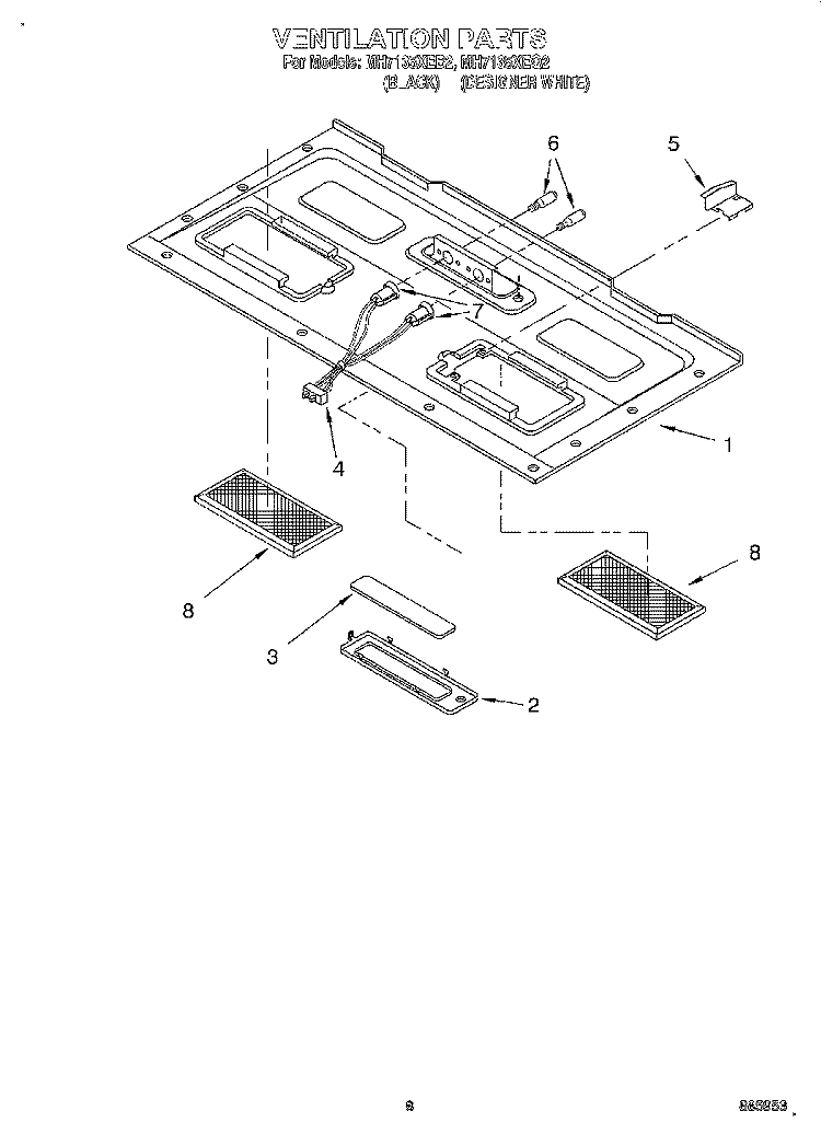 VENTILATION Diagram and Parts List for MH7135XEB2  Whirlpool Microwave